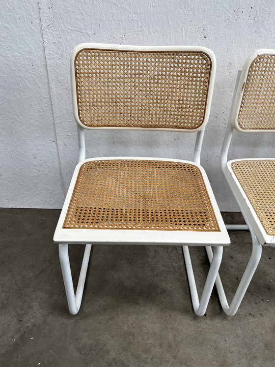 Image 1 of Six Vintage Cesca Design Chairs, White Finish, 1980's