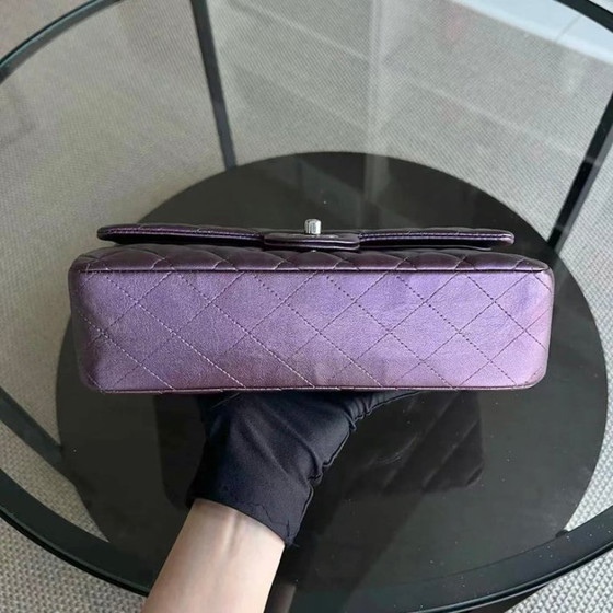 Image 1 of Chanel Classic Flap Quilted Lambskin Purple Silver Hardware Series 24