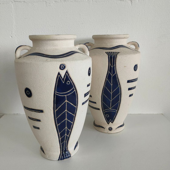 Image 1 of Unieke set aardewerk kruiken vazen (griekse stijl)