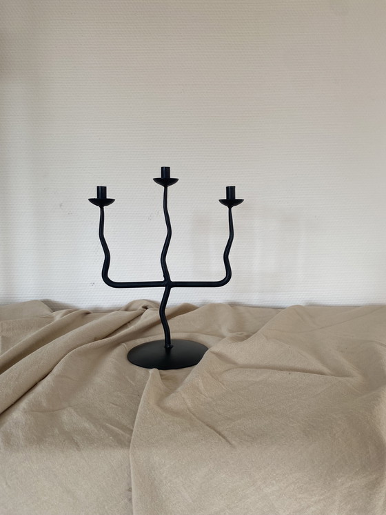 Image 1 of Chandelier vintage en métal noir avec zigzag 'Hysteria'