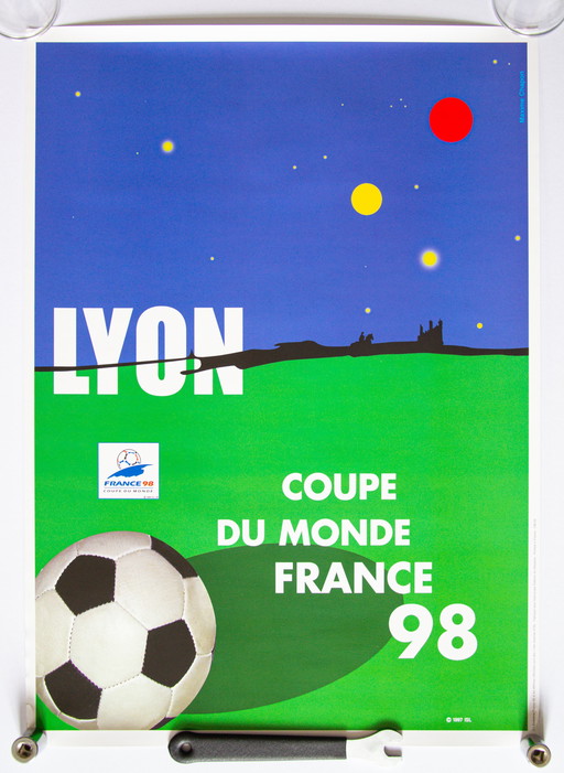 Original Vintage Poster World Cup 98 France Lyon / 70 x 50 cm / With Original Packaging