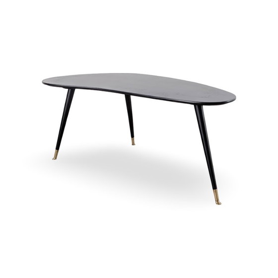 Original Midcentury Vintage Kidney Coffee Table black mcm – Wood (photo 4 of 8)