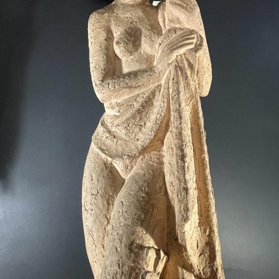 Gedrapeerde Naakte Vrouw Terracotta Beeldhouwkunst door Alphonse Darville, 1959 (photo 12 of 13)