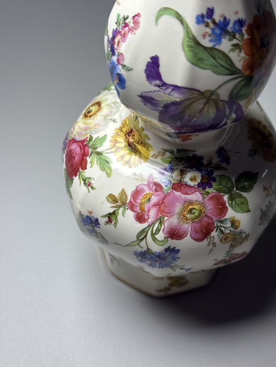 Image 1 of Boch Frères Belgium - KERALUX-  “Fleur de Saxe” Art Deco Vase 