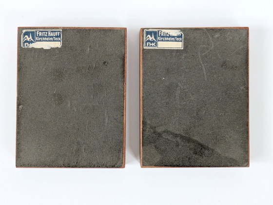 Image 1 of Paar Vintage 1960er Jahre Bauhaus-Stil Teakholz Buchstützen, Deutsch Mid-Century Modern Design