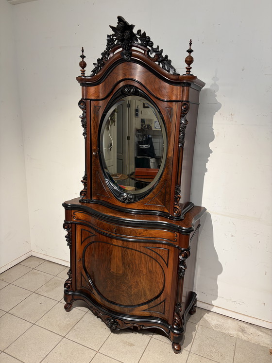 Image 1 of Willem III Mahagoni-Bonheur mit abgeschrägtem Spiegel