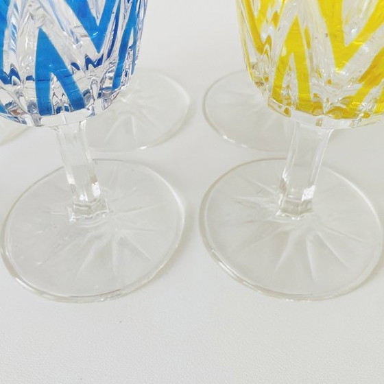 Image 1 of Set vintage VMC France Reims champagne glazen Harlequin 1960's nieuw