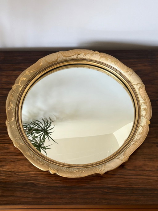 Vintage Gilded Convex Round Mirror Regency by Atsonea