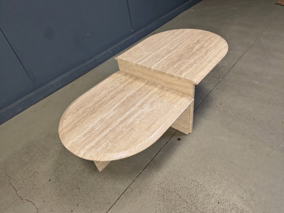 Image 1 of Pair of vintage travertine coffee tables or side tables, 1970s