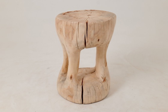 Image 1 of Sculptural Side Table, Stool, Solid Wood, Contemporary Design