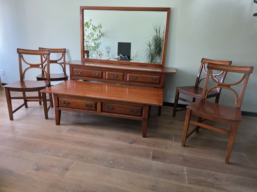 Schuiteman Collectie – Console, Spiegel, Salontafel & 4 Stoelen
