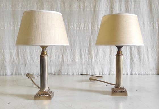 Image 1 of Neoclassical table lamps in gilt brass - mid-20th century