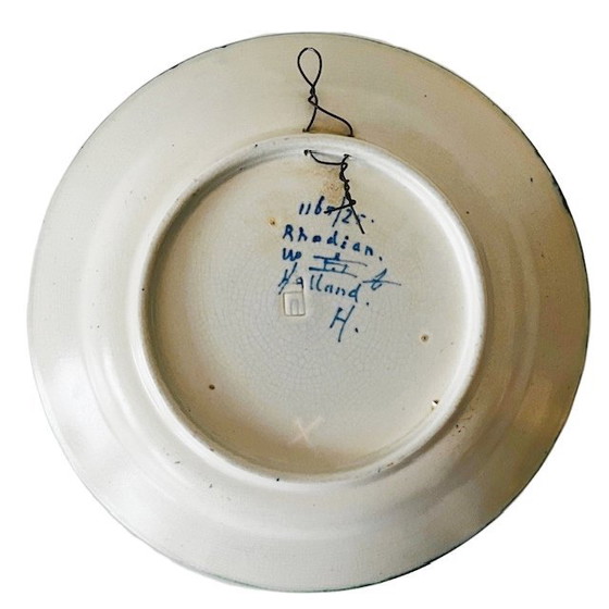 Image 1 of Antique Art Nouveau Rhodian decorative plate, Pottery Factory South Holland 1920s