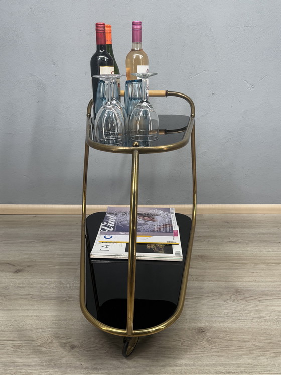 Image 1 of Vintage serving trolley with smoked glass tops