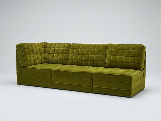 Mid-Century Modern Modular Sofa in Olive Green Velvet, 1970, Set of 3, Mid Century Modern (photo 3 of 3)