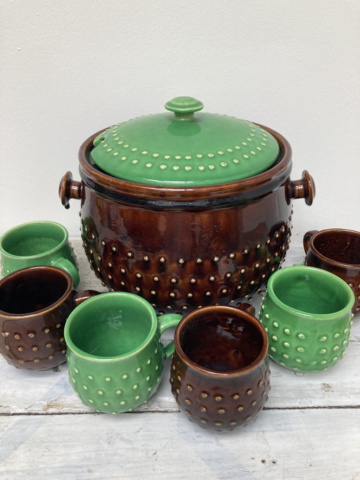 Ponchera de Alemania Occidental de los años 60/70 con 6 tazas. – tafelwaar, Ceramic