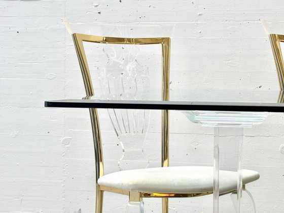 Image 1 of Glass table with acrylic glass column legs by FABIANART from Rome, Italy, 1980s