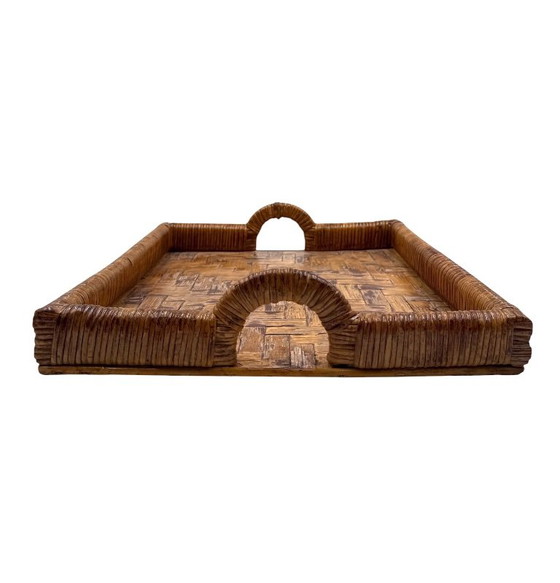 Hollywood Regency Wicker Tray, Vivai Del Sud Italy Ca. 1970 – Table accessories (photo 12 of 12)