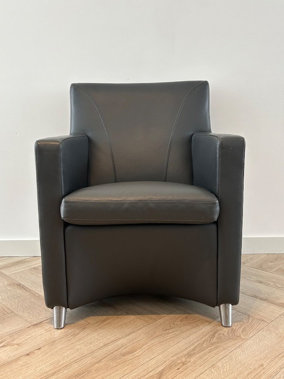 Image 1 of Poltrona Leolux Dolcinea – Pelle grigio scuro | Design di Jan Armgardt