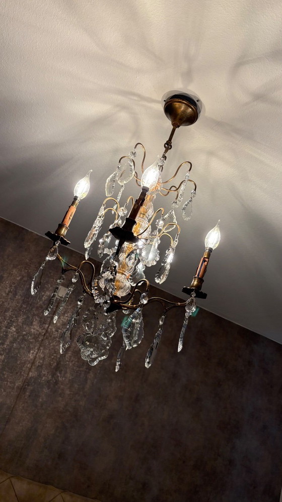 Lampadario antico in cristallo – Illuminazione, Ottone (photo 7 of 10)