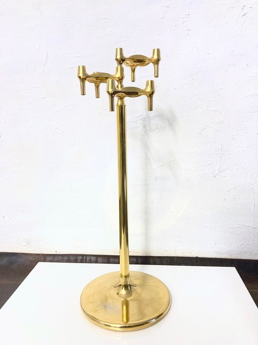 Grand socle sur pied pour lustres combinés BMF, en métal plaqué or, design années 1960/70