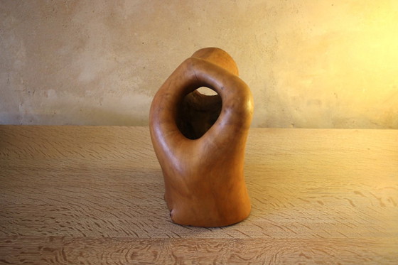 Image 1 of Sculpture aborigène abstraite en bois sculpté et gravé du Mid Century