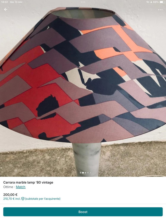 Image 1 of Carrara marble lamp ‘80 vintage