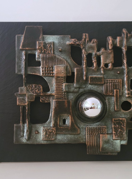 Brakelmann & Becker Brutalist Ceramic Wall Relief with Lighting, Germany 1970, Brackelmann & Becker (photo 7 of 10)