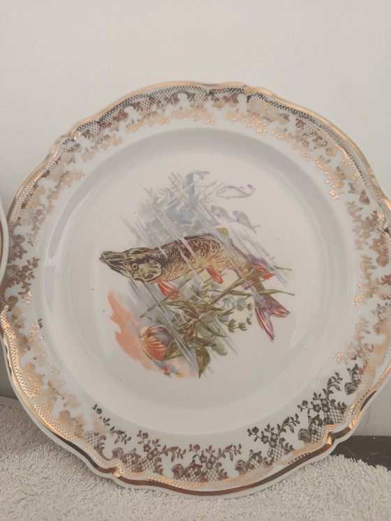 Superb Limoges Porcelain Fish Service, limoges France, Table accessories, Beige (photo 5 of 5)