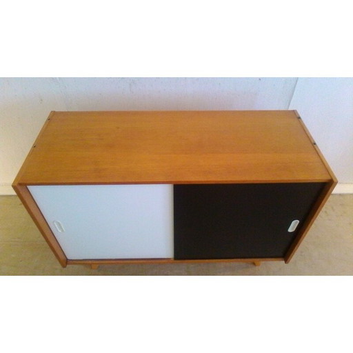 Vintage black and white oak sideboard by Jiroutek interier, 1960