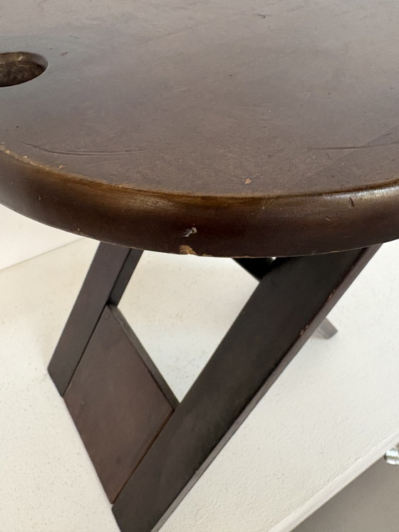Image 1 of Old Adrian Brown Reed Folding Stool 