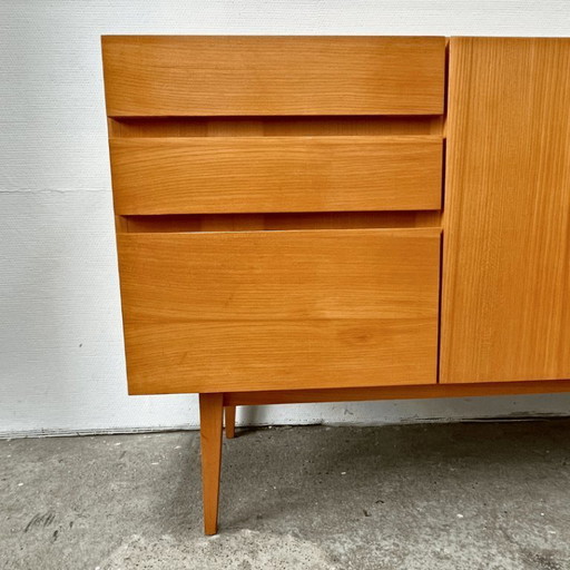 Mid-century sideboard, GE-EL Möbel, elm wood, handleless, 1971