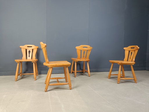 Mid Century Brutalist Dining Chairs, 1960s Set of 4