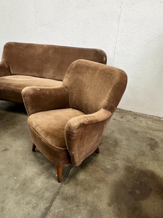 Image 1 of Ensemble vintage/milieu du siècle composé d'un canapé et de deux fauteuils, années 1970