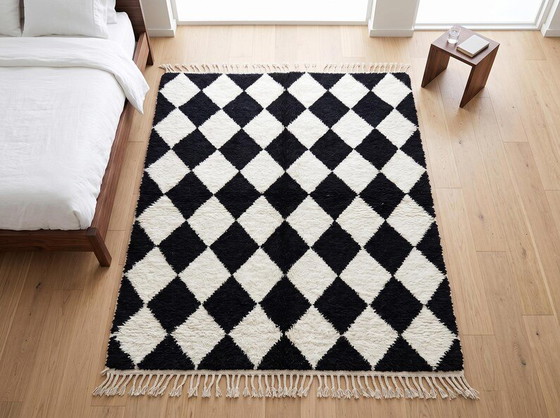 Prächtiger schwarz-weißer Berberwollteppich 220/300 – Teppiche & Läufer, Wool (photo 10 of 15)