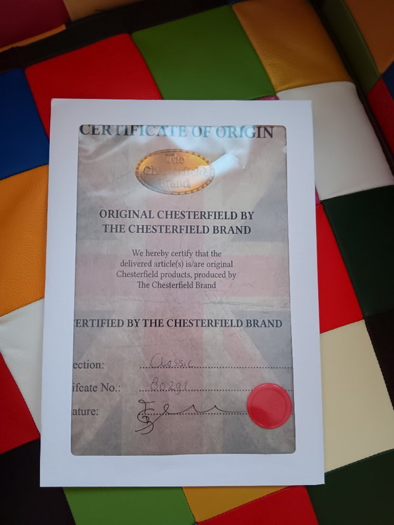 Image 1 of Chesterfield Fauteuil in Patchwork Leder Met Certificaat