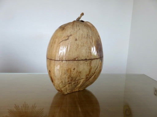 Large ice bucket, ice cube tray, 1970s. Vintage coconut ice bucket