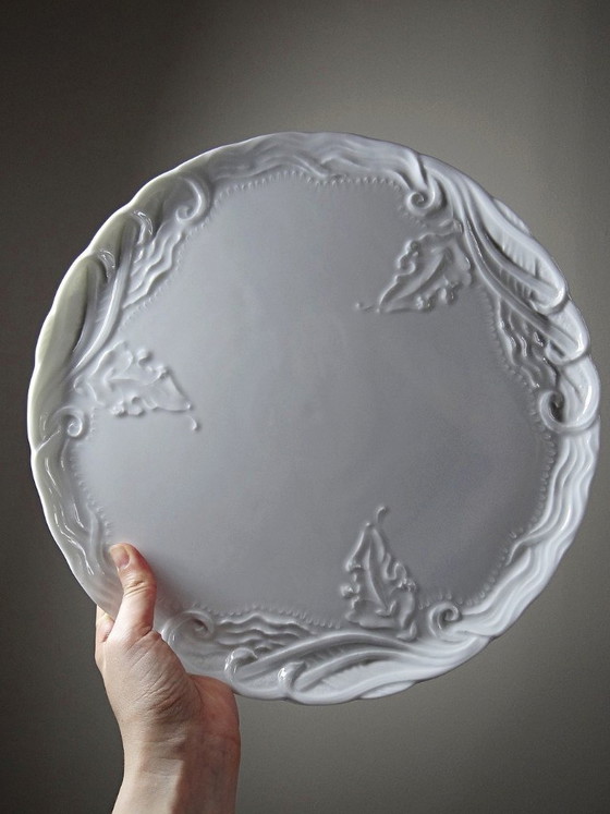 Image 1 of Large vintage/antique white fine Limoges porcelain pie dish