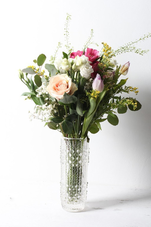 Mid-century Clear Pressed Glass Vase / CandleWax Design / Czech Republic / 1972