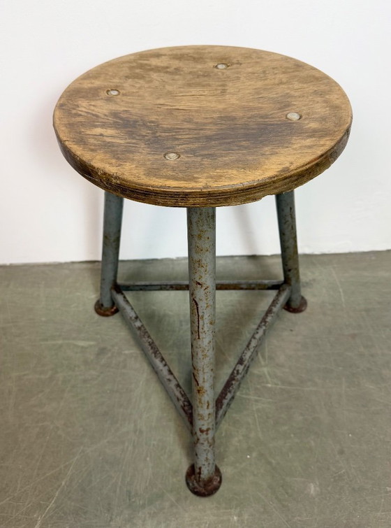 Image 1 of Grey Industrial Workshop Stool, 1960s