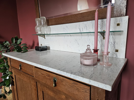 Image 1 of Armario antiguo de teca con espejo (±1910)