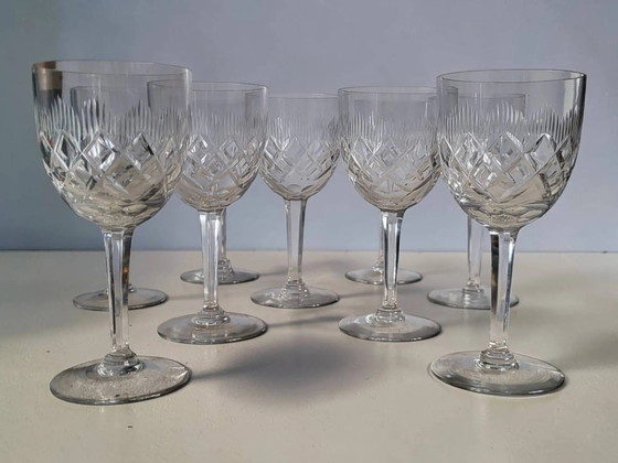 9 cut crystal wine/water glasses – Glass & Decanter, Art Deco (photo 6 of 6)
