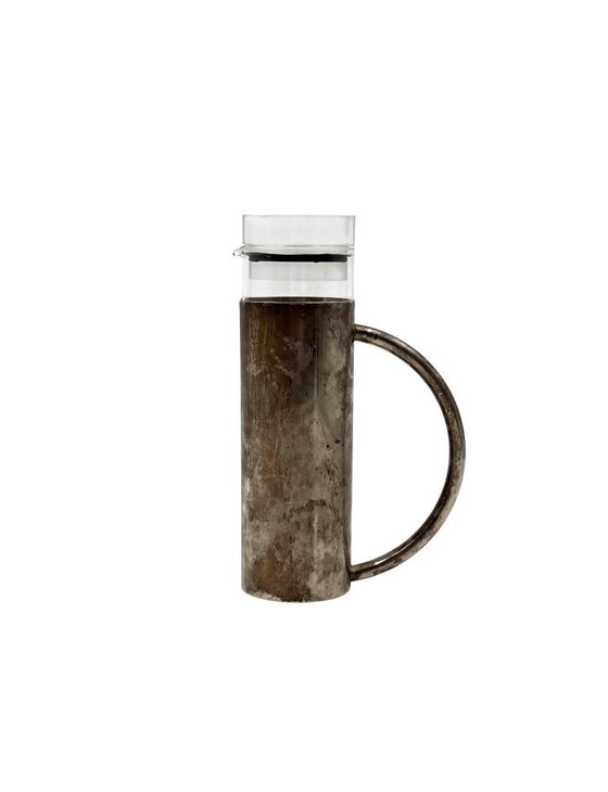 Image 1 of Huilier moderne en métal argenté et verre mod. Vigne à huile, Lino Sabattini Italie années 1970