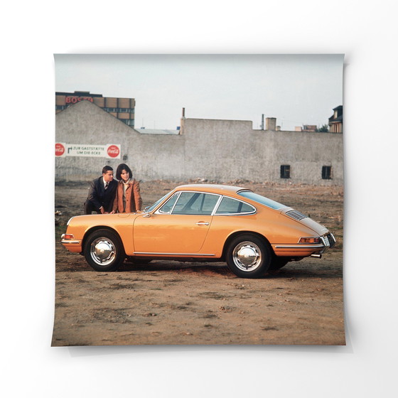 Image 1 of 1x Fine Art Print – Porsche 912 analog colors ochre/orange