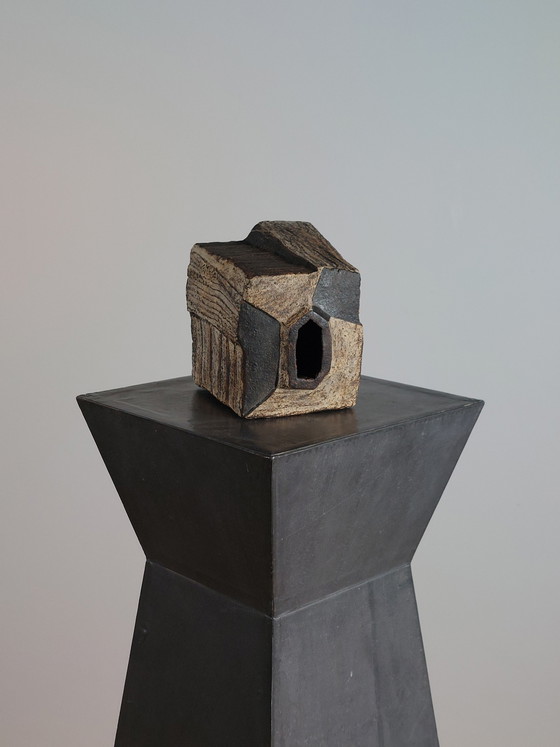 Image 1 of Rare ceramic vase by Gerhard Liebenthron, artist's ceramics in a cubist style