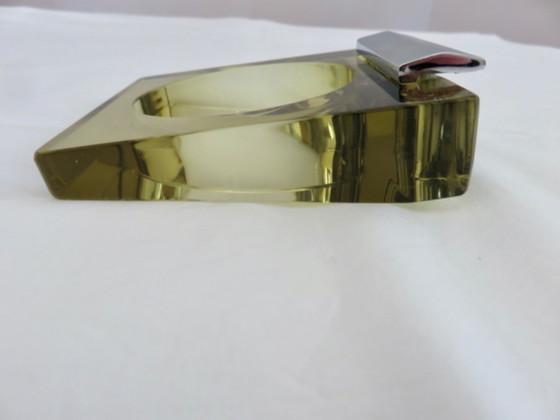 Image 1 of Porte gobelet en verre de Murano et laiton chromé Italy années 70