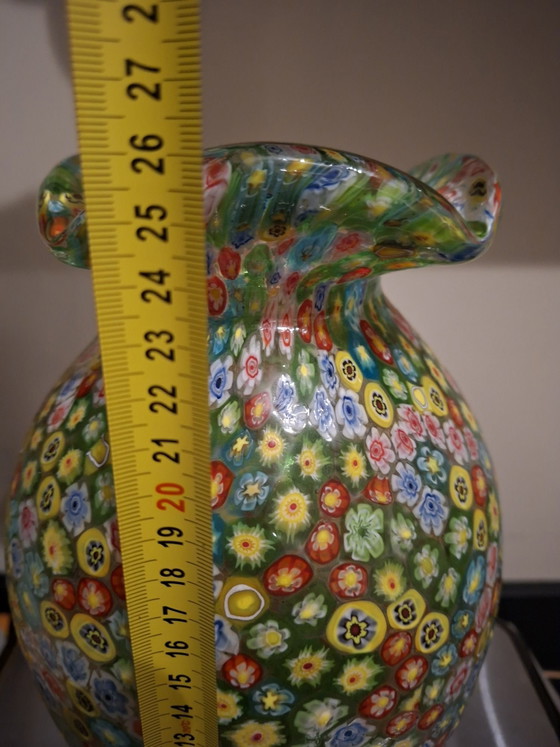 Beautiful authentic antique Murano Millefiori Vase, large, pristine., Murano Glass, Blue (photo 5 of 5)