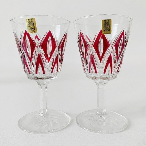 Image 1 of Jeu de verres à champagne VMC France Reims Harlequin 1960s neufs