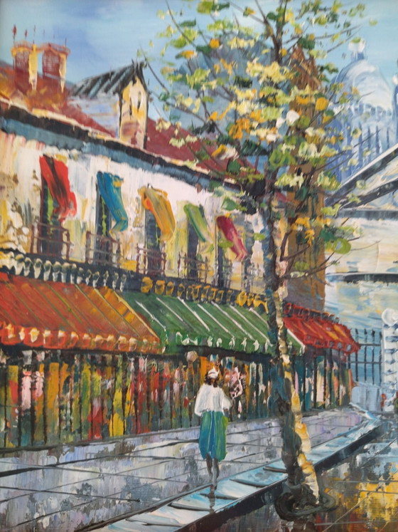 2 quadri strada di Parigi, Arte, Carta, Legno, Blu (foto 5 di 12)