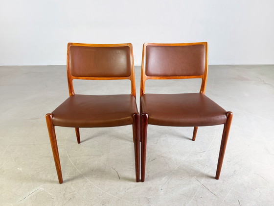 Image 1 of Lot de 2 chaises Niels Otto Møller Midcentury modèle 80 palissandre